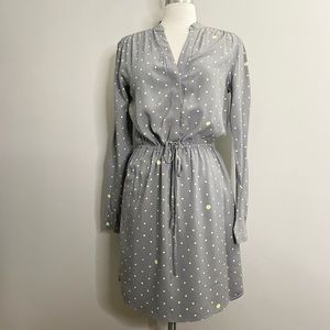 GAP Polka Dot Long Sleeve Split Neck Dress